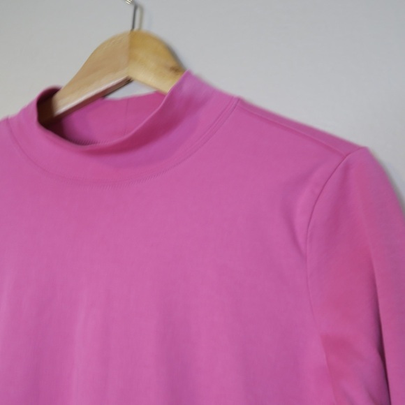 LL Bean Pima Cotton Tee Pink Long Sleeve Top Mock Neck Layer Casual Lounge M - Picture 2 of 7